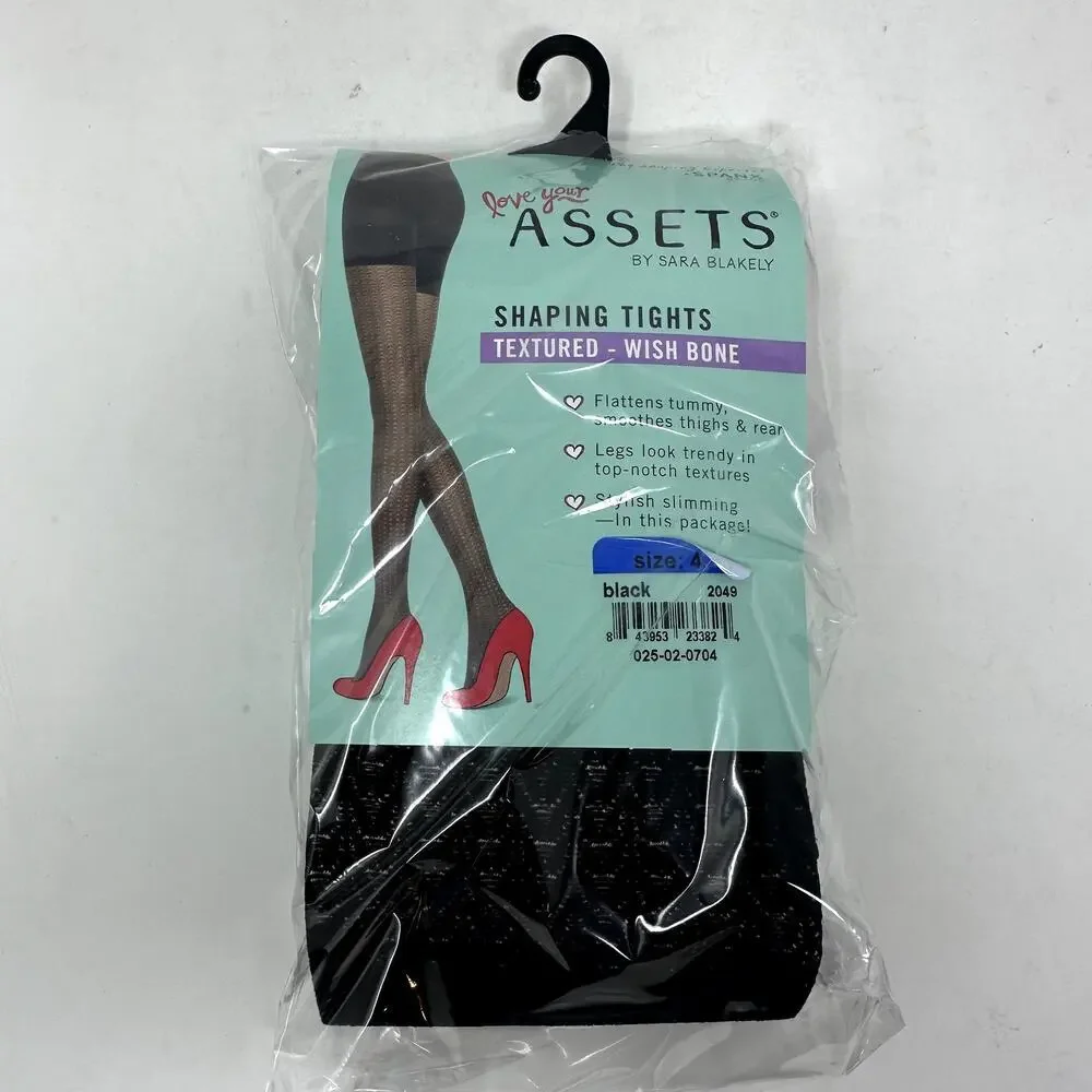 Spanx NWT‎ Shaping Tights Size 4 Wish Bone Texture Black Shape wear Slimming